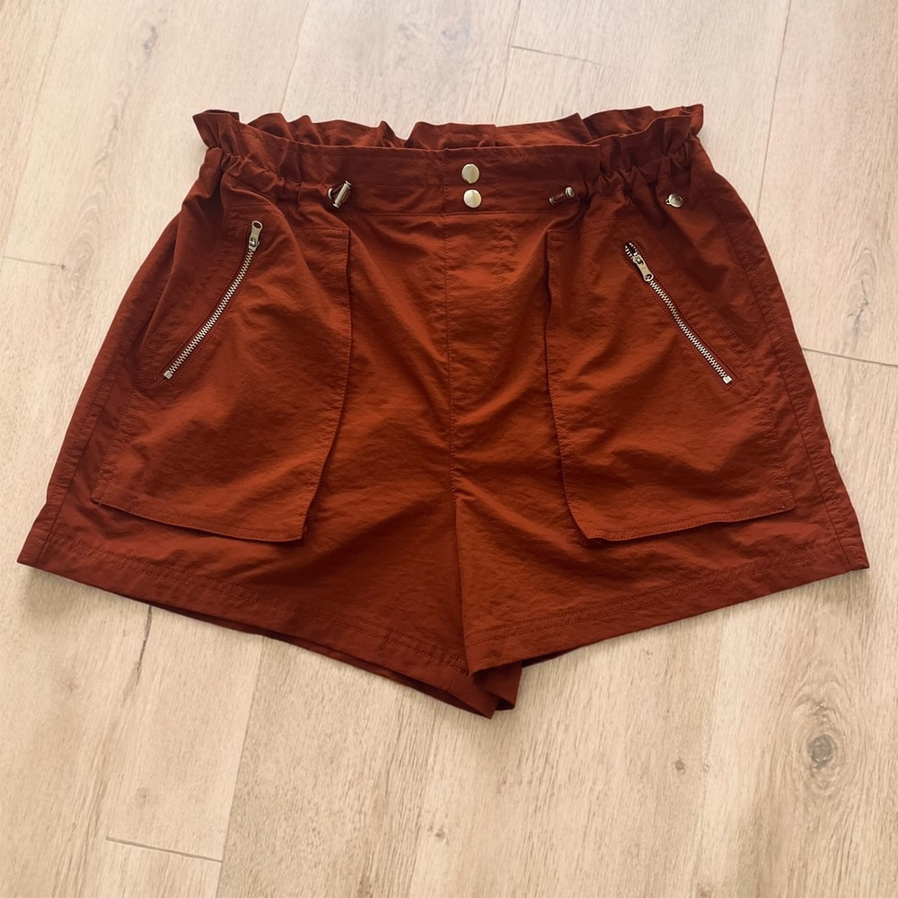 CALIA Womens Rust Orange Utility Paperbag Waist Cargo Shorts Size M Hiking Trail